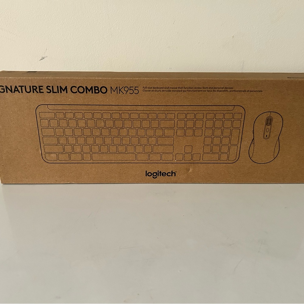 Logitech MK955 Keyboard and Mouse Set in Brown Packaging